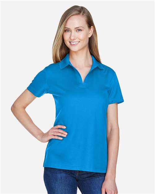 Devon & Jones DG20W Women's CrownLux Performance Plaited Polo - Ocean Blue - model front