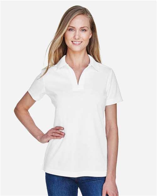 Devon & Jones DG20W Women's CrownLux Performance Plaited Polo - White - model front
