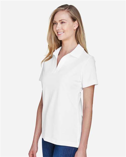 Devon & Jones DG20W Women's CrownLux Performance Plaited Polo - White - model side