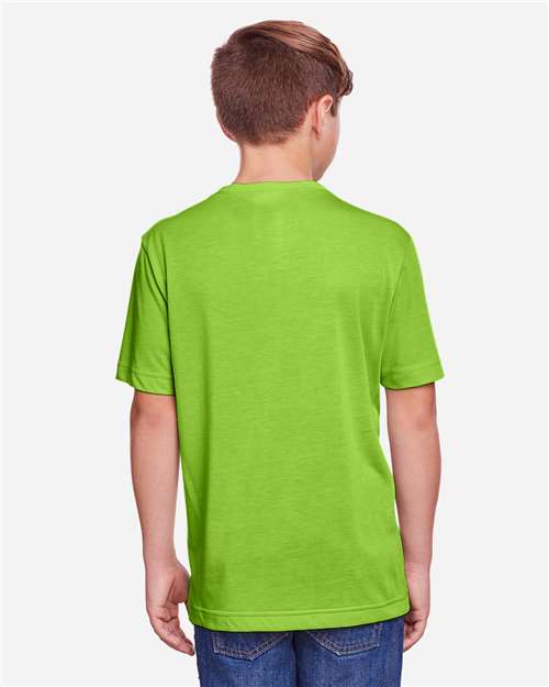 Core 365 CE111Y Youth Fusion ChromaSoft Performance T-Shirt - Acid Green - model back