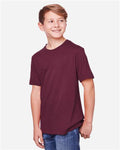 Core 365 CE111Y Youth Fusion ChromaSoft Performance T-Shirt - Burgundy - model side
