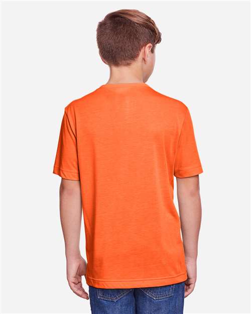 Core 365 CE111Y Youth Fusion ChromaSoft Performance T-Shirt - Campus Orange - model back