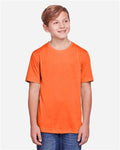 Core 365 CE111Y Youth Fusion ChromaSoft Performance T-Shirt - Campus Orange - model front