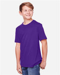 Core 365 CE111Y Youth Fusion ChromaSoft Performance T-Shirt - Campus Purple - model side