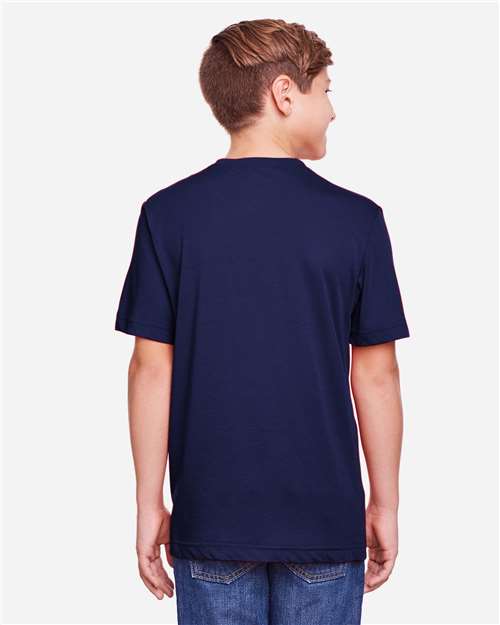 Core 365 CE111Y Youth Fusion ChromaSoft Performance T-Shirt - Classic Navy - model back