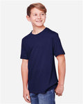 Core 365 CE111Y Youth Fusion ChromaSoft Performance T-Shirt - Classic Navy - model side