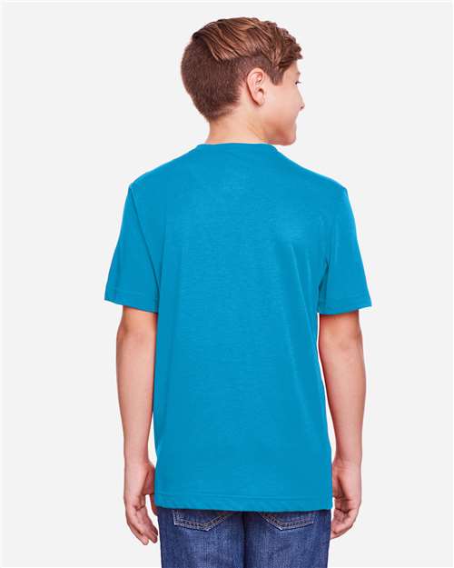 Core 365 CE111Y Youth Fusion ChromaSoft Performance T-Shirt - Electric Blue - model back