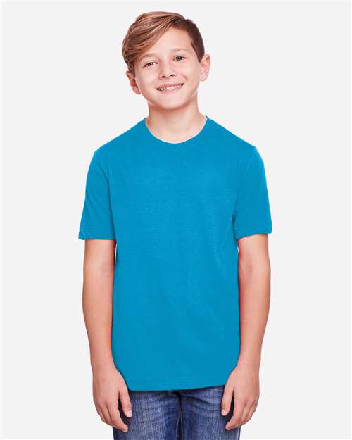 Core 365 CE111Y Youth Fusion ChromaSoft Performance T-Shirt - Electric Blue - model front