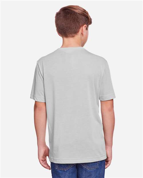 Core 365 CE111Y Youth Fusion ChromaSoft Performance T-Shirt - Platinum - model back