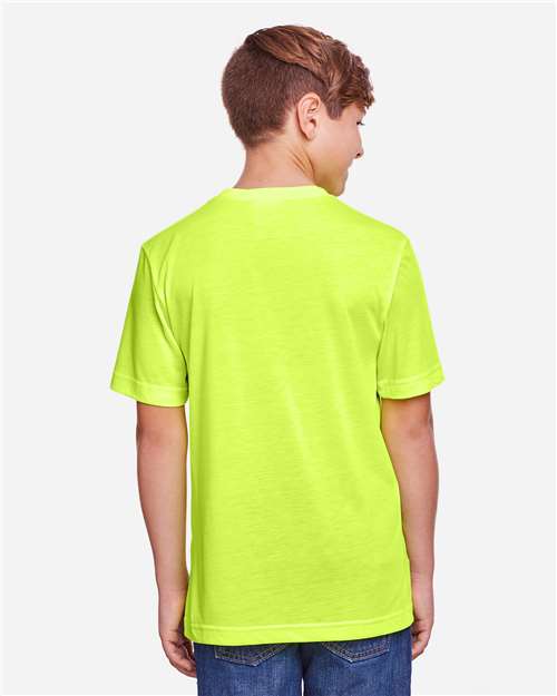 Core 365 CE111Y Youth Fusion ChromaSoft Performance T-Shirt - Safety Yellow - model back