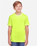 Core 365 CE111Y Youth Fusion ChromaSoft Performance T-Shirt - Safety Yellow - model front