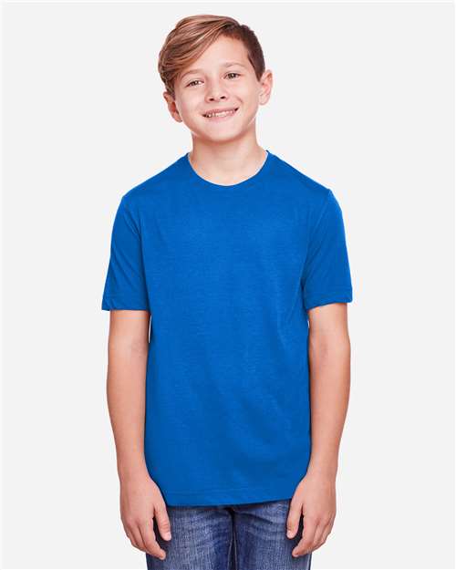 Core 365 CE111Y Youth Fusion ChromaSoft Performance T-Shirt - True Royal - model front
