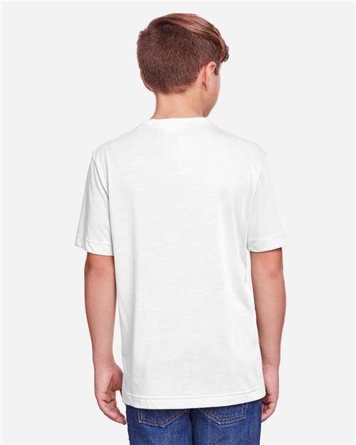 Core 365 CE111Y Youth Fusion ChromaSoft Performance T-Shirt - White - model back