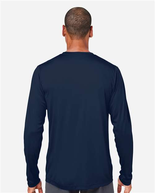 Core 365 CE10L Unisex Capital Long Sleeve Performance T-Shirt - Classic Navy - model back
