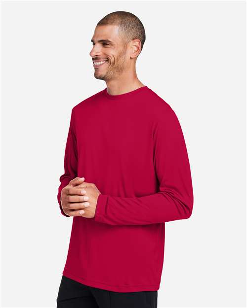 Core 365 CE10L Unisex Capital Long Sleeve Performance T-Shirt - Classic Red - model side