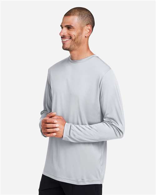 Core 365 CE10L Unisex Capital Long Sleeve Performance T-Shirt - Platinum - model side