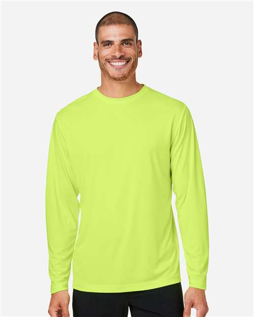 Core 365 CE10L Unisex Capital Long Sleeve Performance T-Shirt - Safety Yellow - model front