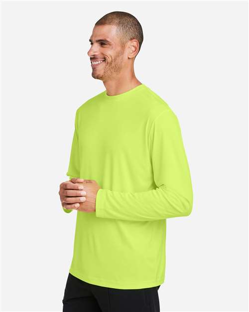 Core 365 CE10L Unisex Capital Long Sleeve Performance T-Shirt - Safety Yellow - model side