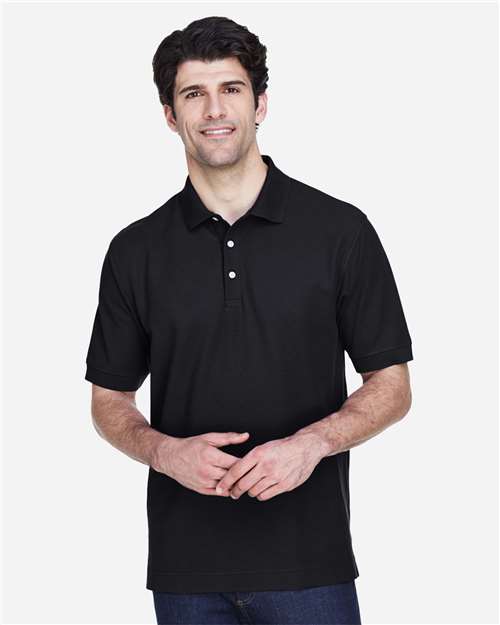 Devon & Jones D100 Pima Piqué Polo - Black - model front