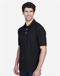 Devon & Jones D100 Pima Piqué Polo - Black - model side