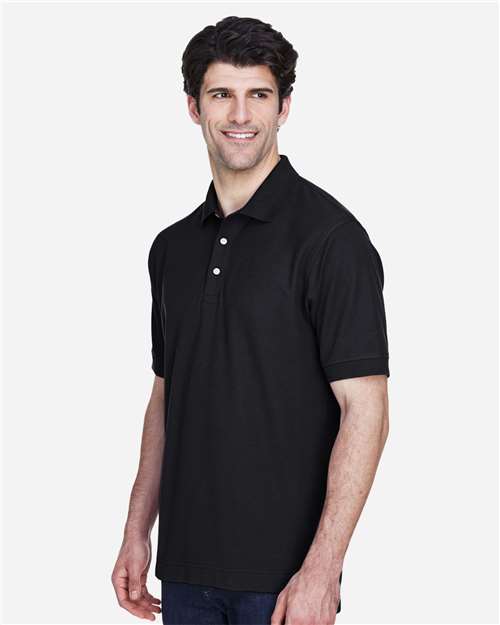 Devon & Jones D100 Pima Piqué Polo - Black - model side