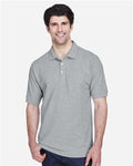 Devon & Jones D100 Pima Piqué Polo - Grey Heather - model back