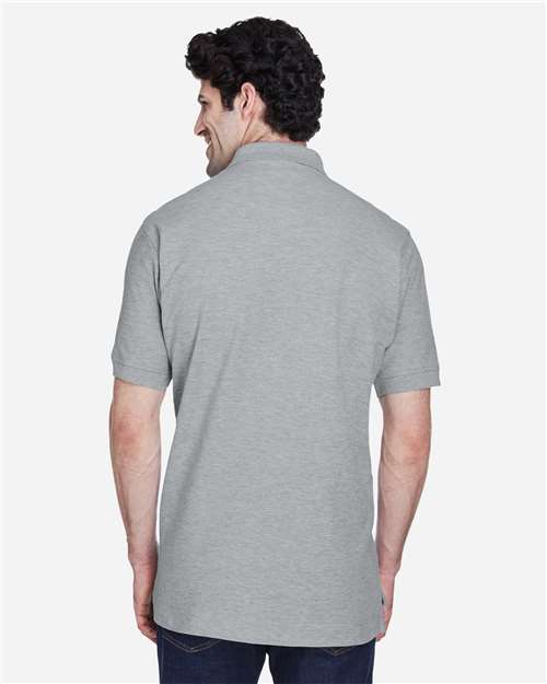 Devon & Jones D100 Pima Piqué Polo - Grey Heather - model front