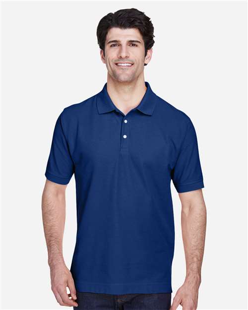 Devon & Jones D100 Pima Piqué Polo - True Royal - model front