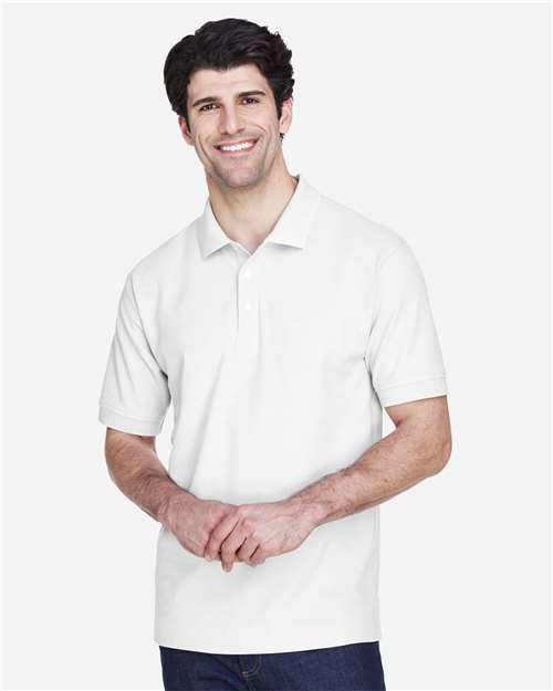 Devon & Jones D100 Pima Piqué Polo - White - model front
