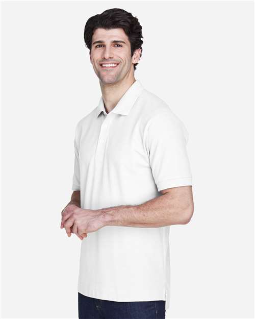 Devon & Jones D100 Pima Piqué Polo - White - model side