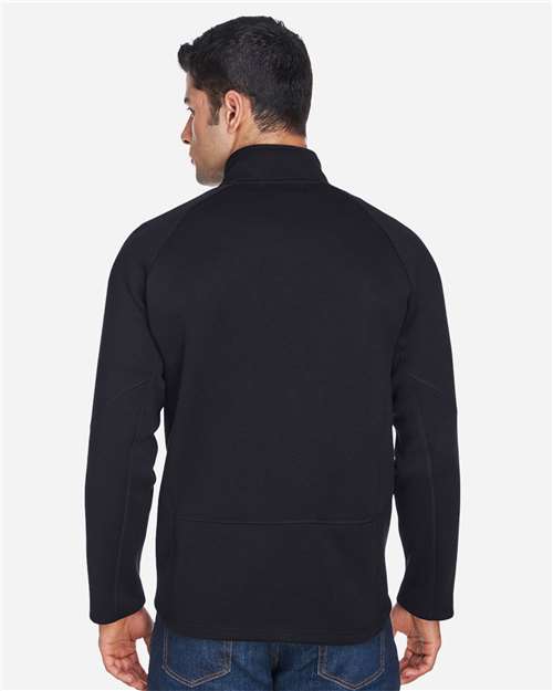 Devon & Jones DG792 Bristol Sweater Fleece Quarter-Zip Pullover - Black - model back
