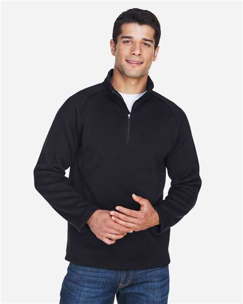 Devon & Jones DG792 Bristol Sweater Fleece Quarter-Zip Pullover - Black - model front