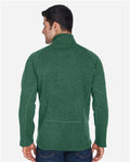 Devon & Jones DG792 Bristol Sweater Fleece Quarter-Zip Pullover - Forest Heather - model back