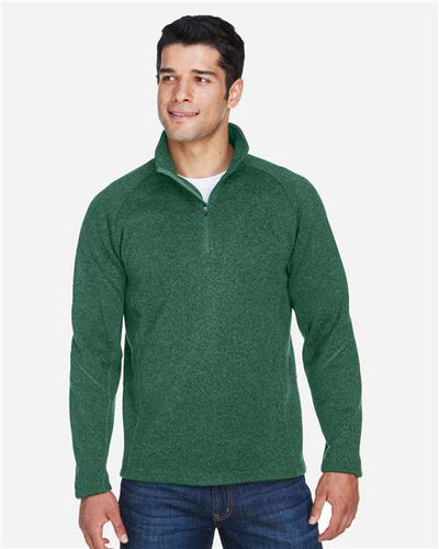 Devon & Jones DG792 Bristol Sweater Fleece Quarter-Zip Pullover - Forest Heather - model front