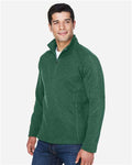 Devon & Jones DG792 Bristol Sweater Fleece Quarter-Zip Pullover - Forest Heather - model side