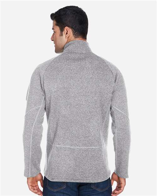 Devon & Jones DG792 Bristol Sweater Fleece Quarter-Zip Pullover - Grey Heather - model back