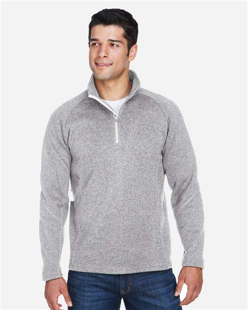 Devon & Jones DG792 Bristol Sweater Fleece Quarter-Zip Pullover - Grey Heather - model front
