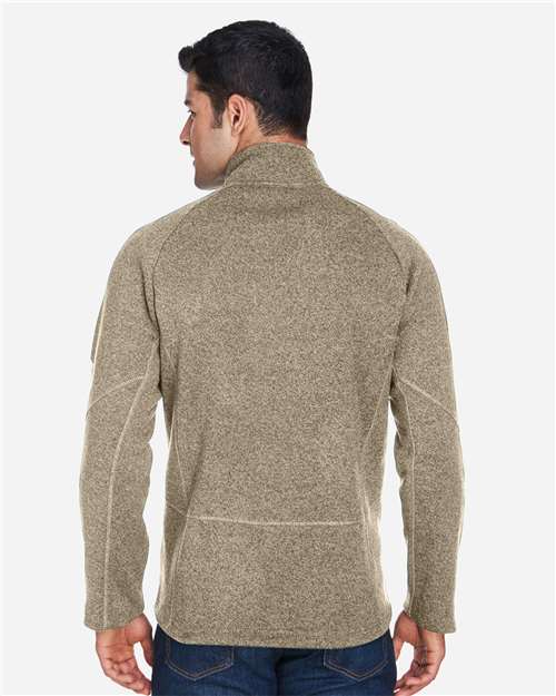 Devon & Jones DG792 Bristol Sweater Fleece Quarter-Zip Pullover - Khaki Heather - model back