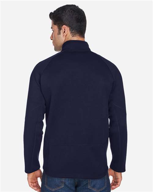 Devon & Jones DG792 Bristol Sweater Fleece Quarter-Zip Pullover - Navy - model back