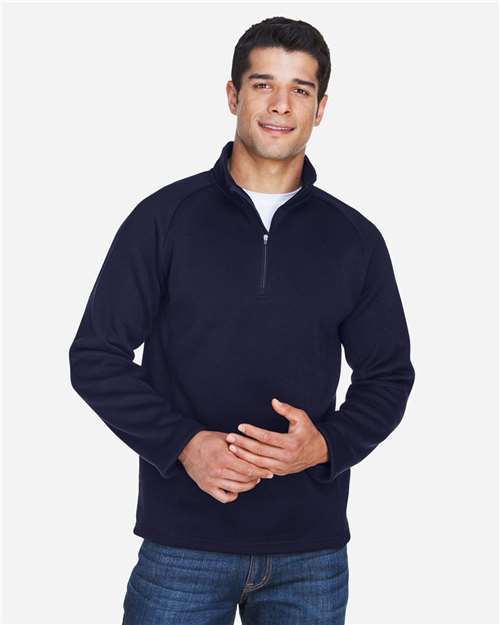 Devon & Jones DG792 Bristol Sweater Fleece Quarter-Zip Pullover - Navy - model front