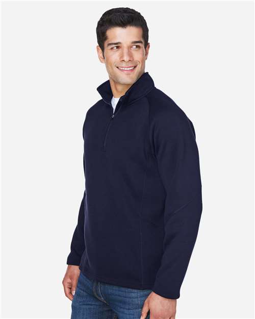 Devon & Jones DG792 Bristol Sweater Fleece Quarter-Zip Pullover - Navy - model side
