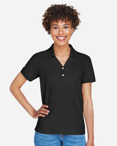 Devon & Jones D100W Women's Pima Piqué Polo - Black - model front