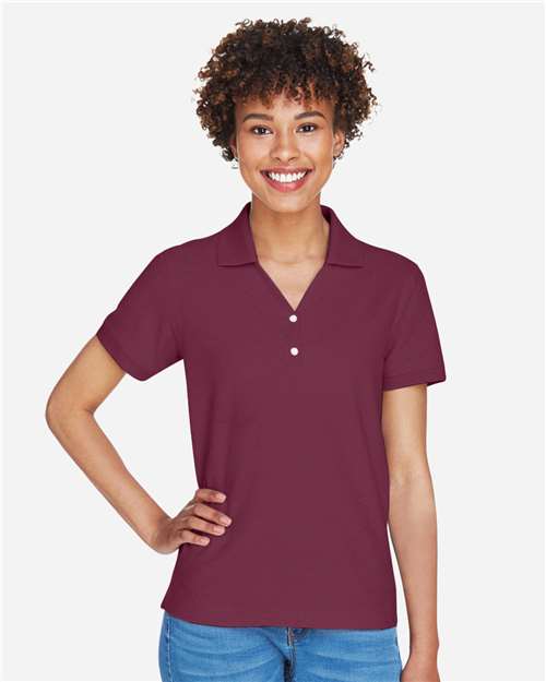 Devon & Jones D100W Women's Pima Piqué Polo - Burgundy - model front
