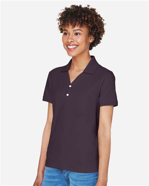 Devon & Jones D100W Women's Pima Piqué Polo - Espresso - model side