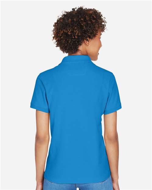 Devon & Jones D100W Women's Pima Piqué Polo - French Blue - model back