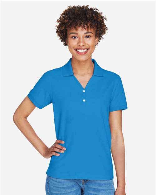 Devon & Jones D100W Women's Pima Piqué Polo - French Blue - model front