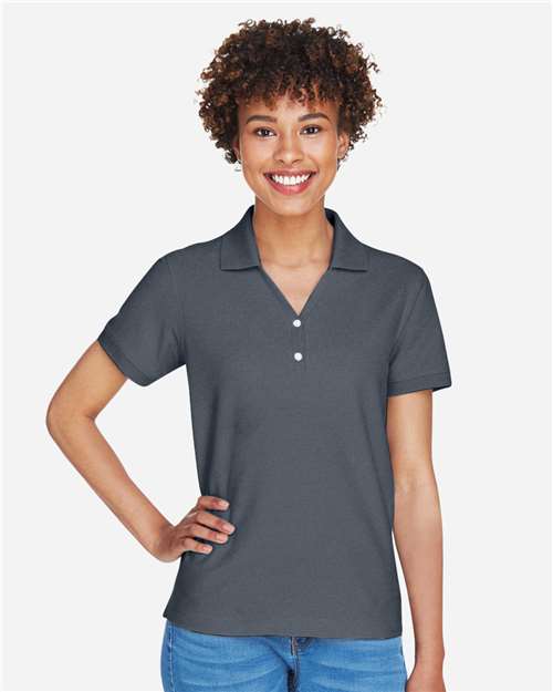 Devon & Jones D100W Women's Pima Piqué Polo - Graphite - model front