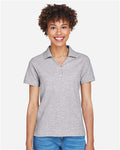 Devon & Jones D100W Women's Pima Piqué Polo - Grey Heather - model front