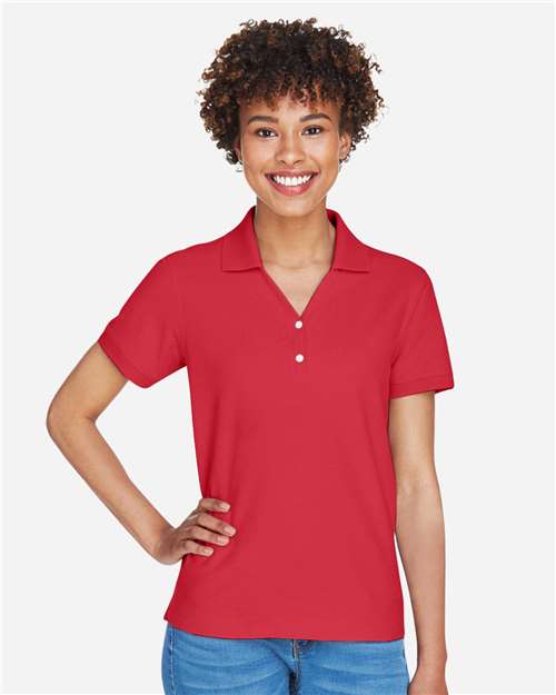 Devon & Jones D100W Women's Pima Piqué Polo - Red - model front