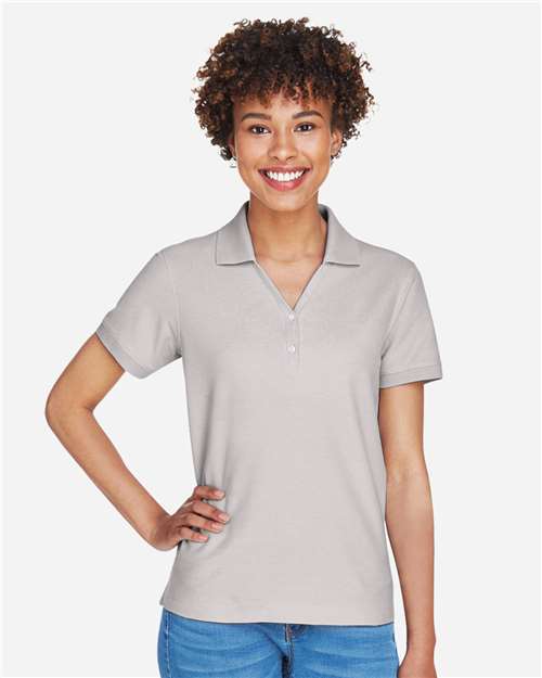 Devon & Jones D100W Women's Pima Piqué Polo - Silver - model front
